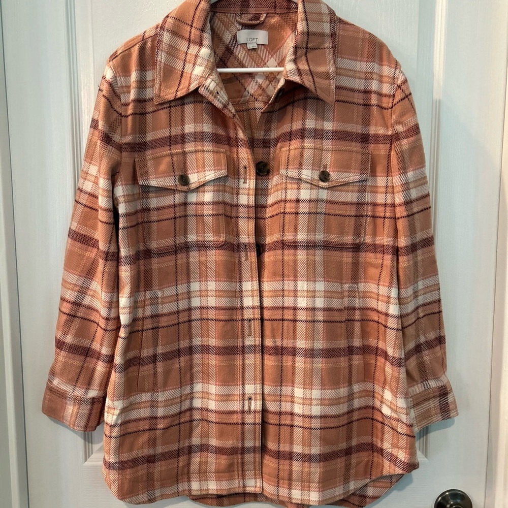 LOFT Brown and Cream Utility Jacket with Relaxed Fit